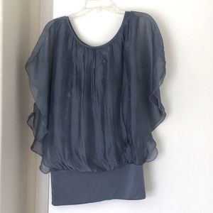 M Made In Italy Flutter Top Silk Blend XL